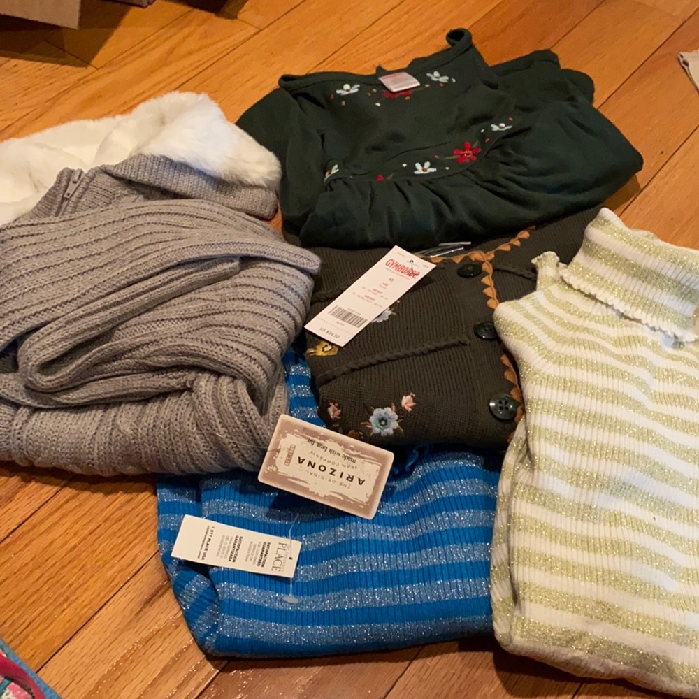 4 Gymboree l/s shirts, Arizona sweater all size 10